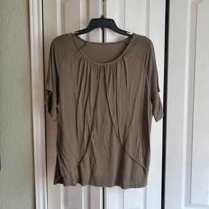 Dusky Olive Draped Overlay Round Neck Tunic